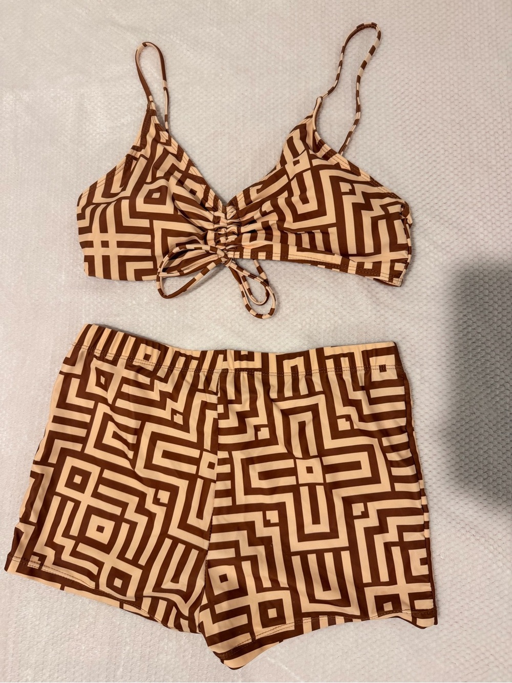 Brown and beige bikini set